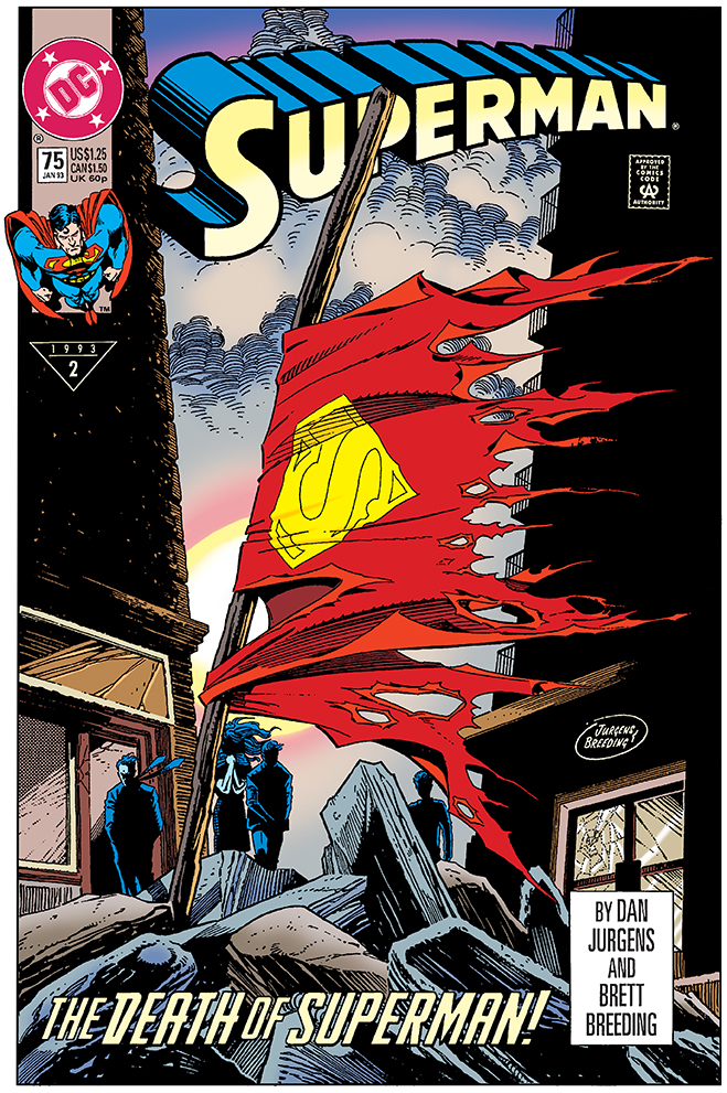 cover of the famous "the death of superman", published in 1992